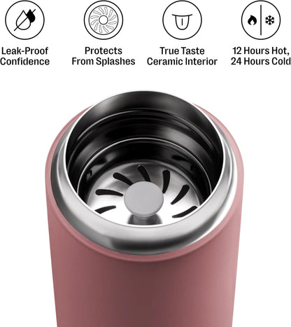 Carter Move Ceramic Lined Travel Coffee Mug 16 oz - Leak-Proof Lid | No Metallic Taste, Dishwasher Safe, Hot 12Hr Cold 24Hr, Stainless Steel Tumbler, BPA-Free, Fits Cup Holders, Sporty Green