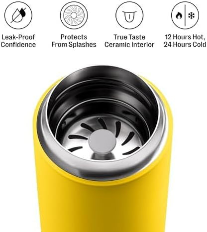 Carter Move Ceramic Lined Travel Coffee Mug 16 oz - Leak-Proof Lid | No Metallic Taste, Dishwasher Safe, Hot 12Hr Cold 24Hr, Stainless Steel Tumbler, BPA-Free, Fits Cup Holders, Sporty Green