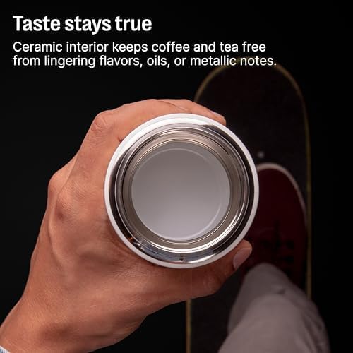 Carter Move Ceramic Lined Travel Coffee Mug 16 oz - Leak-Proof Lid | No Metallic Taste, Dishwasher Safe, Hot 12Hr Cold 24Hr, Stainless Steel Tumbler, BPA-Free, Fits Cup Holders, Sporty Green