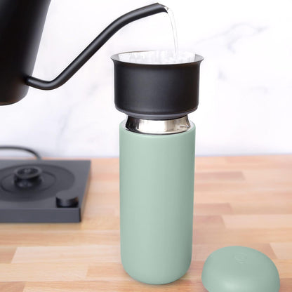 Carter Move Ceramic Lined Travel Coffee Mug 16 oz - Leak-Proof Lid | No Metallic Taste, Dishwasher Safe, Hot 12Hr Cold 24Hr, Stainless Steel Tumbler, BPA-Free, Fits Cup Holders, Sporty Green
