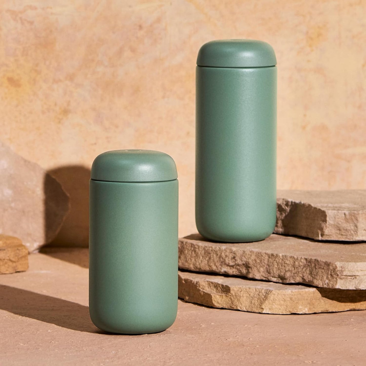 Carter Move Ceramic Lined Travel Coffee Mug 16 oz - Leak-Proof Lid | No Metallic Taste, Dishwasher Safe, Hot 12Hr Cold 24Hr, Stainless Steel Tumbler, BPA-Free, Fits Cup Holders, Sporty Green