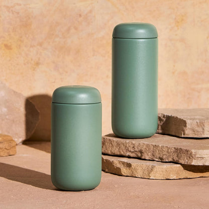 Carter Move Ceramic Lined Travel Coffee Mug 16 oz - Leak-Proof Lid | No Metallic Taste, Dishwasher Safe, Hot 12Hr Cold 24Hr, Stainless Steel Tumbler, BPA-Free, Fits Cup Holders, Sporty Green