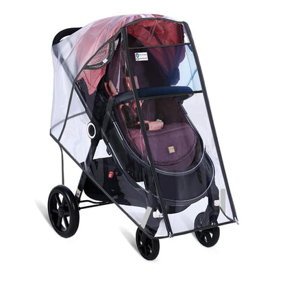 Universal Clear Baby Stroller Weather Shield - Waterproof Rain Cover Protection for Snow, Wind, Rain - Safe Material Travel Stroller Cart Accessory