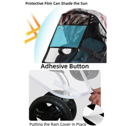 Universal Clear Baby Stroller Weather Shield - Waterproof Rain Cover Protection for Snow, Wind, Rain - Safe Material Travel Stroller Cart Accessory