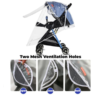 Universal Clear Baby Stroller Weather Shield - Waterproof Rain Cover Protection for Snow, Wind, Rain - Safe Material Travel Stroller Cart Accessory
