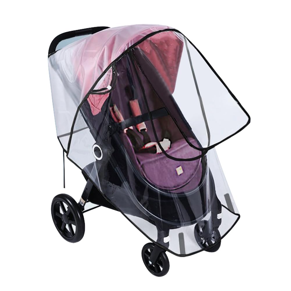 Universal Clear Baby Stroller Weather Shield - Waterproof Rain Cover Protection for Snow, Wind, Rain - Safe Material Travel Stroller Cart Accessory