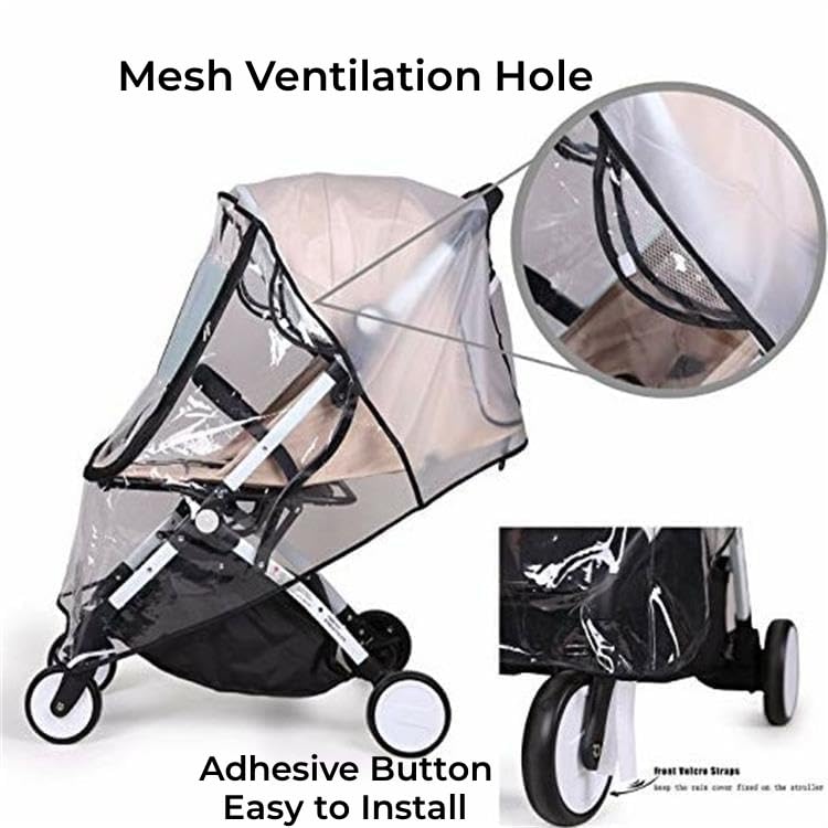 Universal Clear Baby Stroller Weather Shield - Waterproof Rain Cover Protection for Snow, Wind, Rain - Safe Material Travel Stroller Cart Accessory