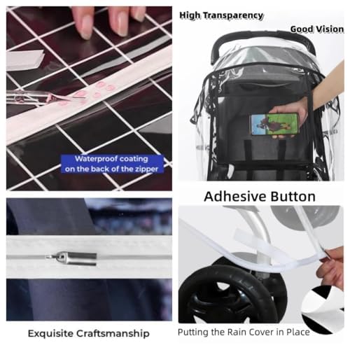 Universal Clear Baby Stroller Weather Shield - Waterproof Rain Cover Protection for Snow, Wind, Rain - Safe Material Travel Stroller Cart Accessory