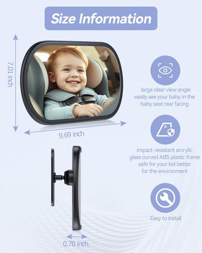Baby Car Mirror for Rear Facing Seat,Black