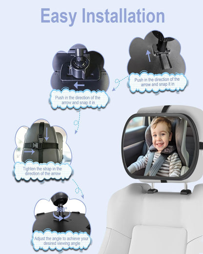 Baby Car Mirror for Rear Facing Seat,Black