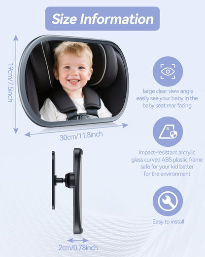 Baby Car Mirror for Rear Facing Seat,Black