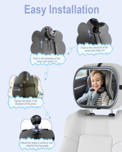 Baby Car Mirror for Rear Facing Seat,Black