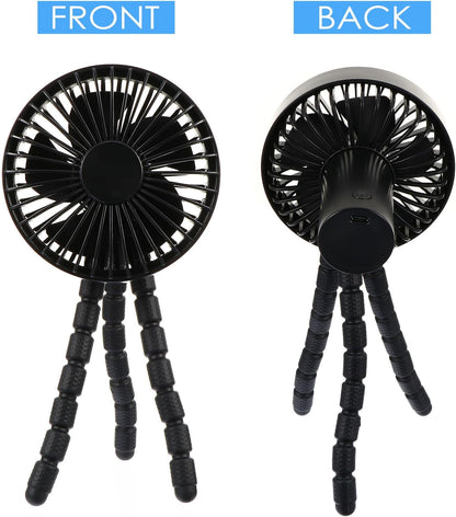 Portable Mini Stroller Fan with Rechargeable Battery, Flexible Tripod Clip, Outdoor Cooling Air Fan for Travel and Sports Use
