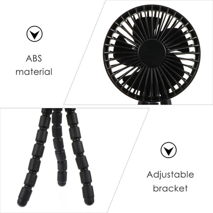 Portable Mini Stroller Fan with Rechargeable Battery, Flexible Tripod Clip, Outdoor Cooling Air Fan for Travel and Sports Use