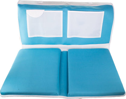 Bath Kneeler Pad & Elbow Armrest Mat for Bathtub - Baby Bath Kneeling Pad For Moms - Foldable Non Slip Safety Bathtube Padded Cushion w/ Storage Organizer & Knee Rest For Baby Bathing & Washing