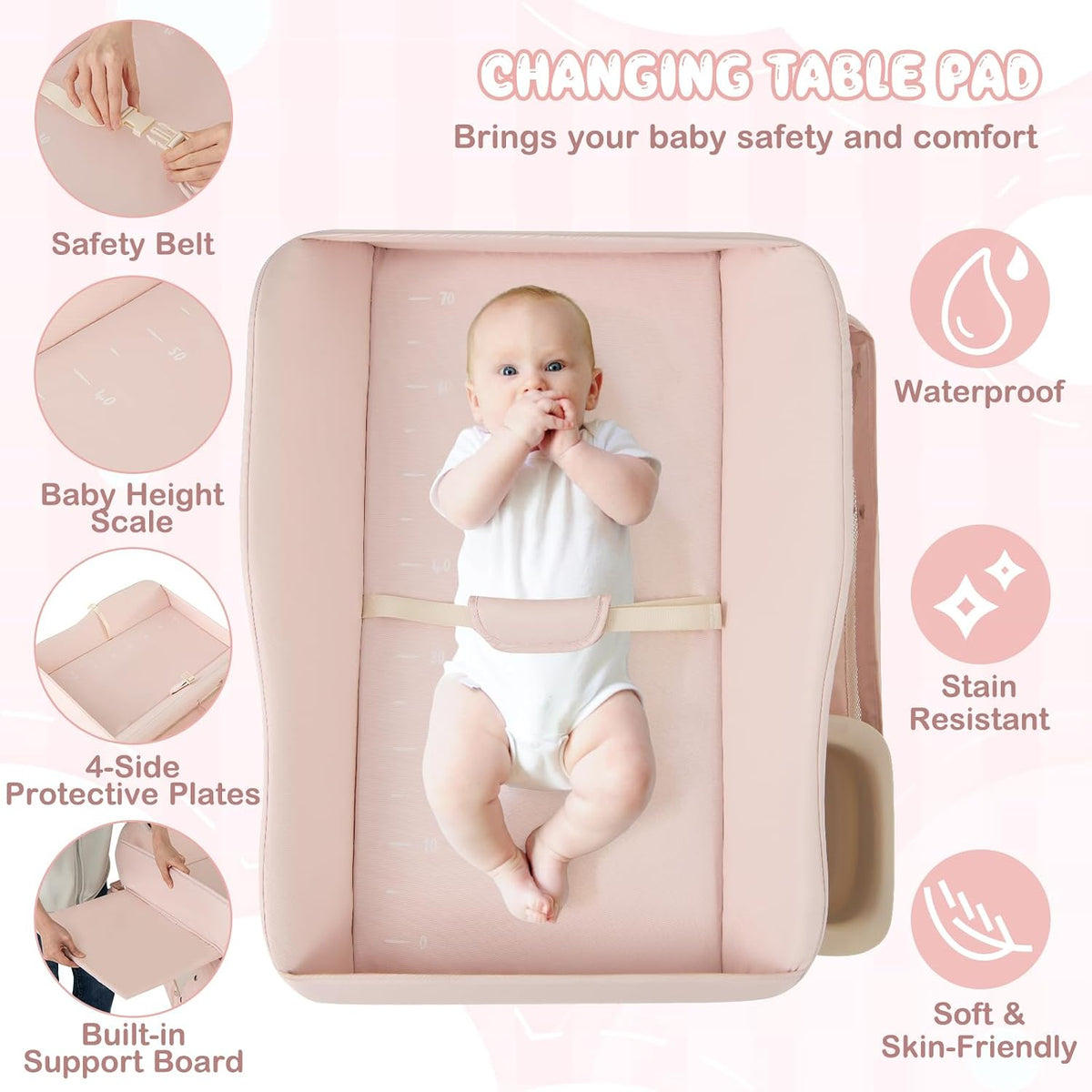 Changing Table, Folding Mobile Diaper Nursery Organizer w/Wheel, 3 Adjustable Heights, Storage Bag & Open Shelf, Water Basin, Portable Baby Changing Station for Newborn Infant(Green)