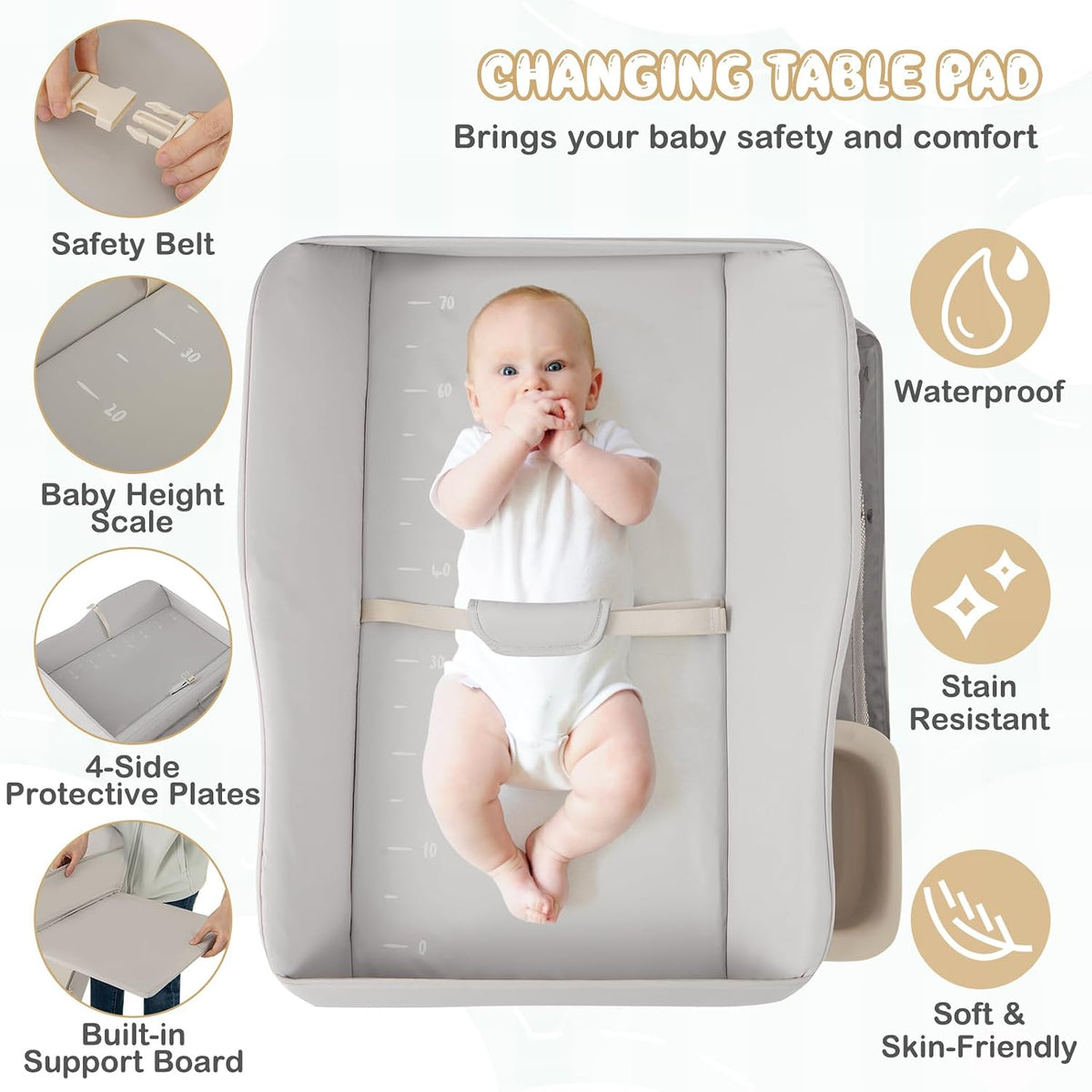 Changing Table, Folding Mobile Diaper Nursery Organizer w/Wheel, 3 Adjustable Heights, Storage Bag & Open Shelf, Water Basin, Portable Baby Changing Station for Newborn Infant(Green)