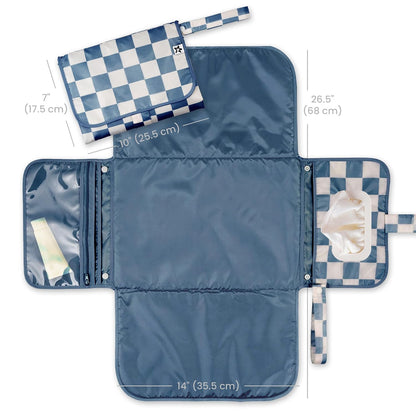 Portable Diaper Changing Pad | Waterproof, Wipeable & Compact Baby Changing Pad for Travel | Smart Wipes Pocket & Organized Storage| Newborn Shower Gift (Raspberry Gingham)