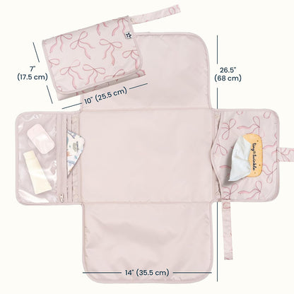 Portable Diaper Changing Pad | Waterproof, Wipeable & Compact Baby Changing Pad for Travel | Smart Wipes Pocket & Organized Storage| Newborn Shower Gift (Raspberry Gingham)