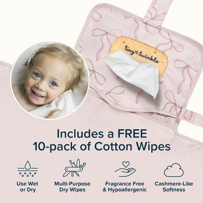 Portable Diaper Changing Pad | Waterproof, Wipeable & Compact Baby Changing Pad for Travel | Smart Wipes Pocket & Organized Storage| Newborn Shower Gift (Raspberry Gingham)