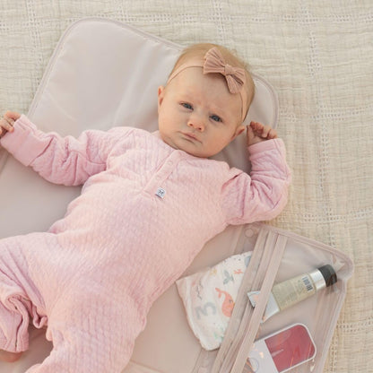 Portable Diaper Changing Pad | Waterproof, Wipeable & Compact Baby Changing Pad for Travel | Smart Wipes Pocket & Organized Storage| Newborn Shower Gift (Raspberry Gingham)