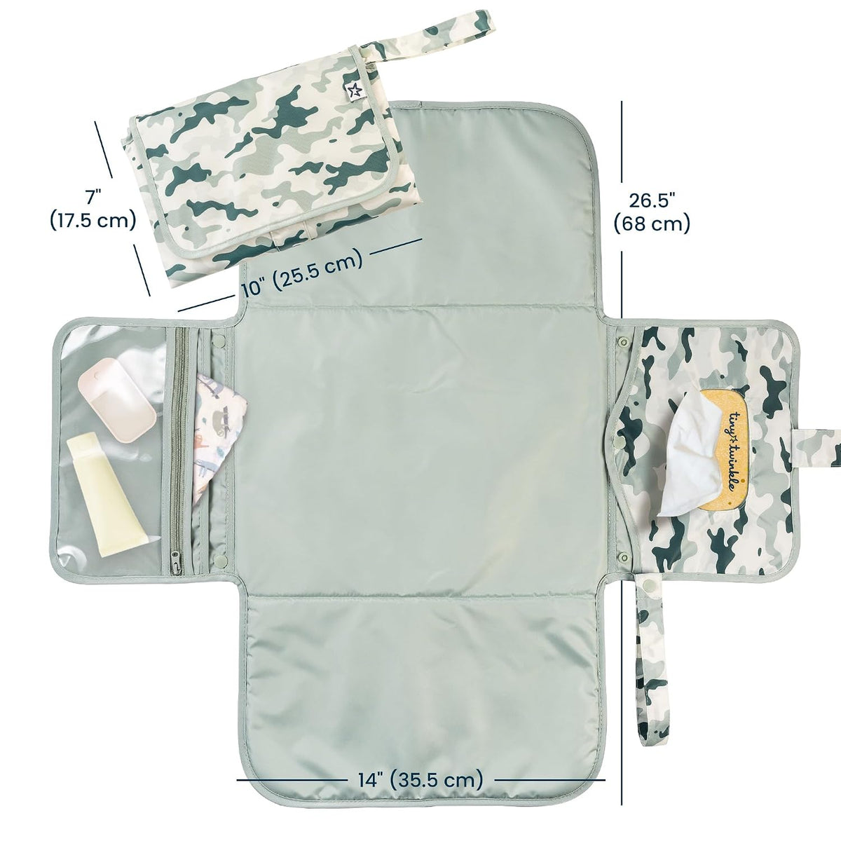 Portable Diaper Changing Pad | Waterproof, Wipeable & Compact Baby Changing Pad for Travel | Smart Wipes Pocket & Organized Storage| Newborn Shower Gift (Raspberry Gingham)
