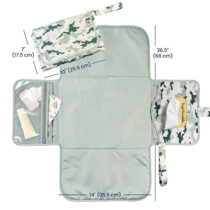 Portable Diaper Changing Pad | Waterproof, Wipeable & Compact Baby Changing Pad for Travel | Smart Wipes Pocket & Organized Storage| Newborn Shower Gift (Raspberry Gingham)