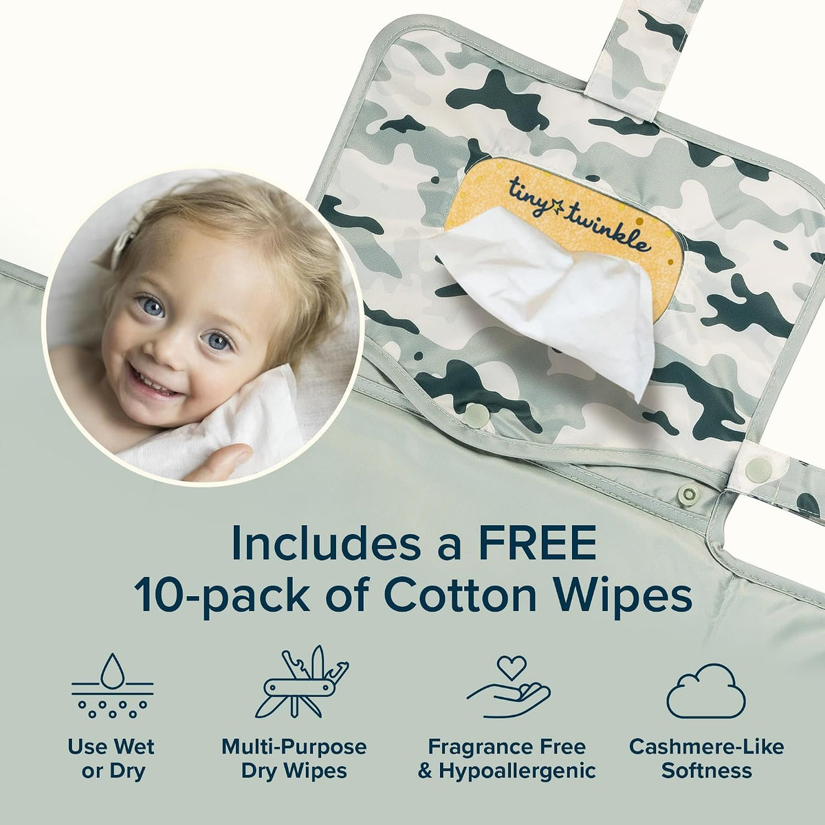 Portable Diaper Changing Pad | Waterproof, Wipeable & Compact Baby Changing Pad for Travel | Smart Wipes Pocket & Organized Storage| Newborn Shower Gift (Raspberry Gingham)