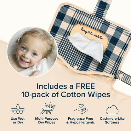 Portable Diaper Changing Pad | Waterproof, Wipeable & Compact Baby Changing Pad for Travel | Smart Wipes Pocket & Organized Storage| Newborn Shower Gift (Raspberry Gingham)