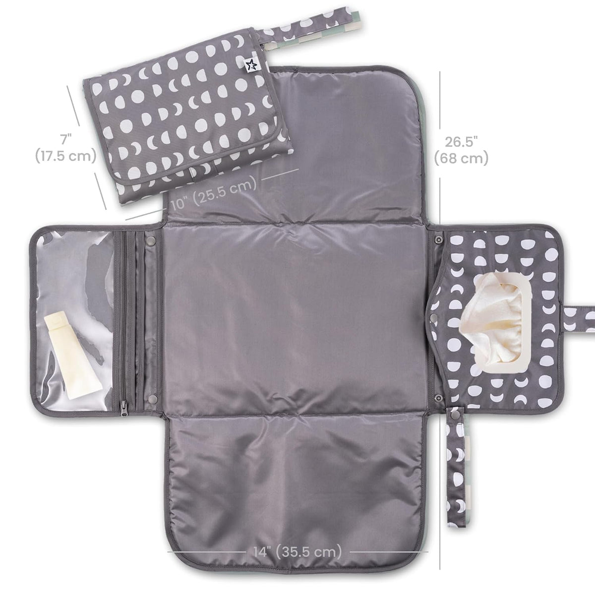 Portable Diaper Changing Pad | Waterproof, Wipeable & Compact Baby Changing Pad for Travel | Smart Wipes Pocket & Organized Storage| Newborn Shower Gift (Raspberry Gingham)