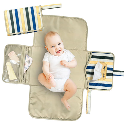 Portable Diaper Changing Pad | Waterproof, Wipeable & Compact Baby Changing Pad for Travel | Smart Wipes Pocket & Organized Storage| Newborn Shower Gift (Raspberry Gingham)