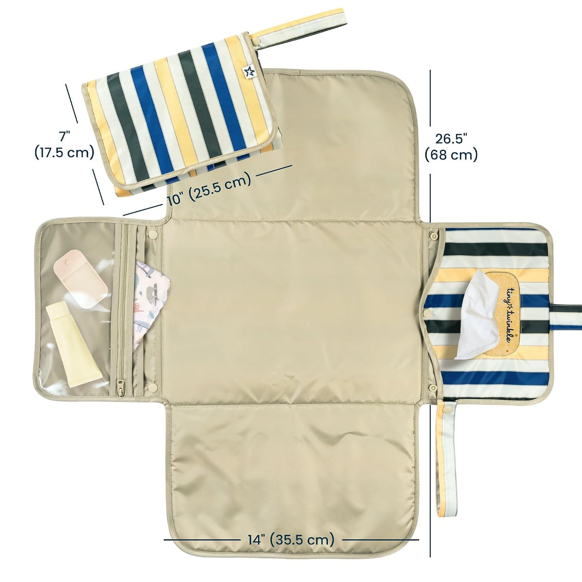 Portable Diaper Changing Pad | Waterproof, Wipeable & Compact Baby Changing Pad for Travel | Smart Wipes Pocket & Organized Storage| Newborn Shower Gift (Raspberry Gingham)