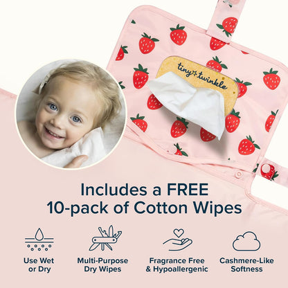 Portable Diaper Changing Pad | Waterproof, Wipeable & Compact Baby Changing Pad for Travel | Smart Wipes Pocket & Organized Storage| Newborn Shower Gift (Raspberry Gingham)