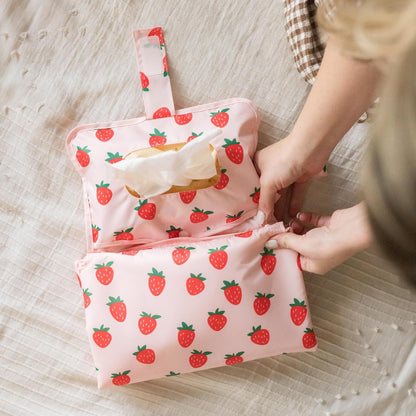 Portable Diaper Changing Pad | Waterproof, Wipeable & Compact Baby Changing Pad for Travel | Smart Wipes Pocket & Organized Storage| Newborn Shower Gift (Raspberry Gingham)