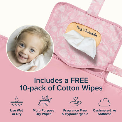Portable Diaper Changing Pad | Waterproof, Wipeable & Compact Baby Changing Pad for Travel | Smart Wipes Pocket & Organized Storage| Newborn Shower Gift (Raspberry Gingham)