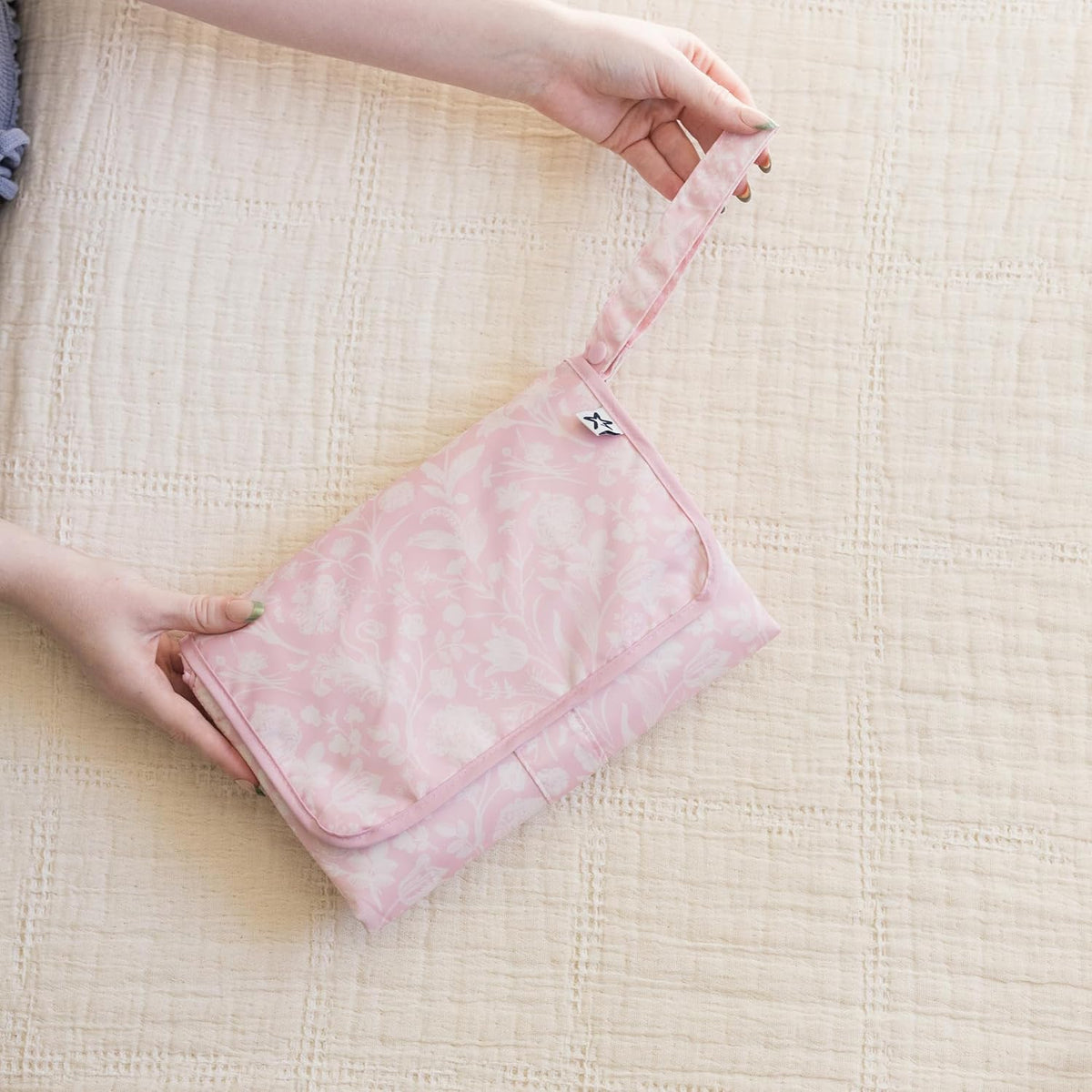 Portable Diaper Changing Pad | Waterproof, Wipeable & Compact Baby Changing Pad for Travel | Smart Wipes Pocket & Organized Storage| Newborn Shower Gift (Raspberry Gingham)