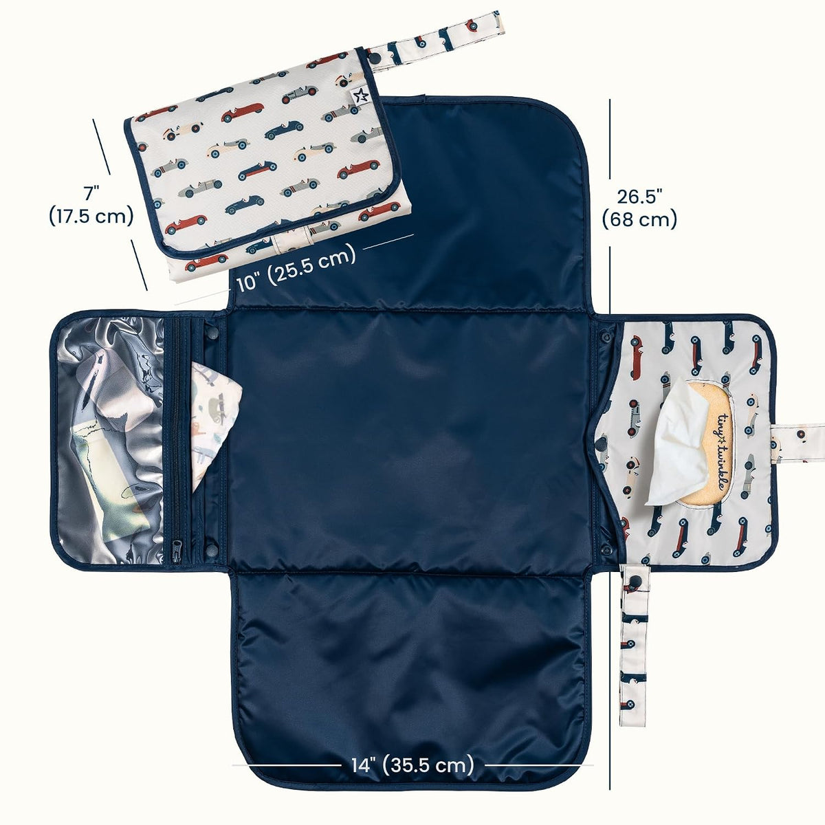 Portable Diaper Changing Pad | Waterproof, Wipeable & Compact Baby Changing Pad for Travel | Smart Wipes Pocket & Organized Storage| Newborn Shower Gift (Raspberry Gingham)