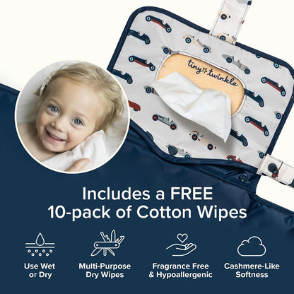 Portable Diaper Changing Pad | Waterproof, Wipeable & Compact Baby Changing Pad for Travel | Smart Wipes Pocket & Organized Storage| Newborn Shower Gift (Raspberry Gingham)