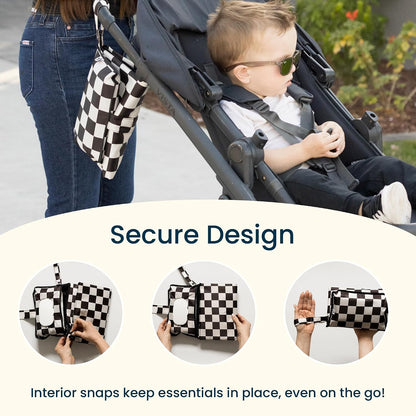 Portable Diaper Changing Pad | Waterproof, Wipeable & Compact Baby Changing Pad for Travel | Smart Wipes Pocket & Organized Storage| Newborn Shower Gift (Raspberry Gingham)