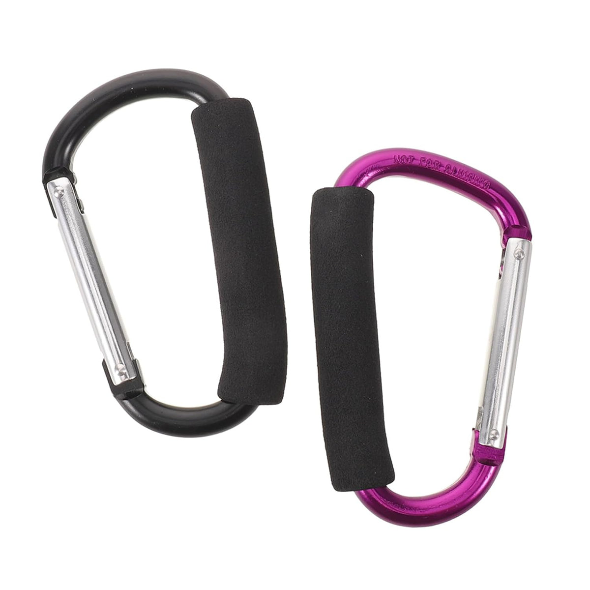 2pcs Heavy Duty Stroller Hooks 5.24 Inch Large Aluminum Alloy Carabiner Clip with Comfortable Sponge Handle, Multipurpose Bag Hooks for Shopping Cart, Wheelchair, Walker, and Pet