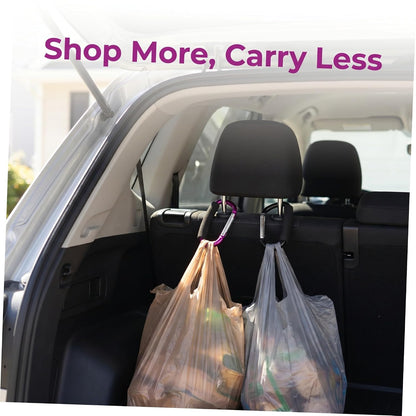 2pcs Heavy Duty Stroller Hooks 5.24 Inch Large Aluminum Alloy Carabiner Clip with Comfortable Sponge Handle, Multipurpose Bag Hooks for Shopping Cart, Wheelchair, Walker, and Pet