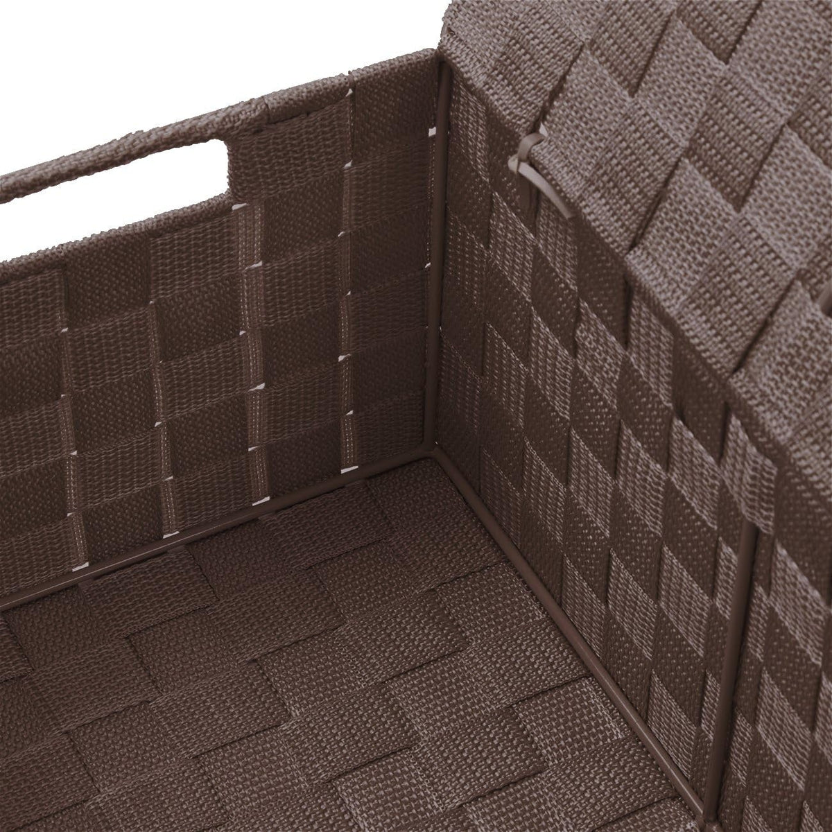 Storage Basket with Lid, 3-Piece Woven Set for Shelves (Black)