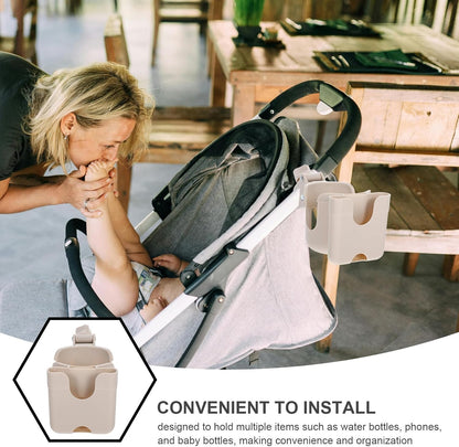 Removable Water Cup Holder with Phone Organizer Rack for Strollers Bikes Scooters Kayaks Installation Locking Secure Grip for Bottles Sippy Cups and Snacks Storage