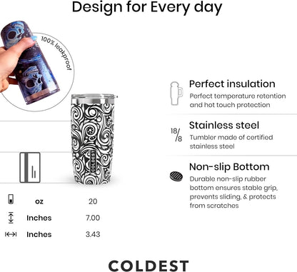 Coffee Tumbler Cups - 100% Spill Proof Tumbler - Stainless Steel Double Insulated - Leakproof Tumblers for Women & Men - Cup Holder Friendly and Easy to Clean (The Persian, 20 oz)