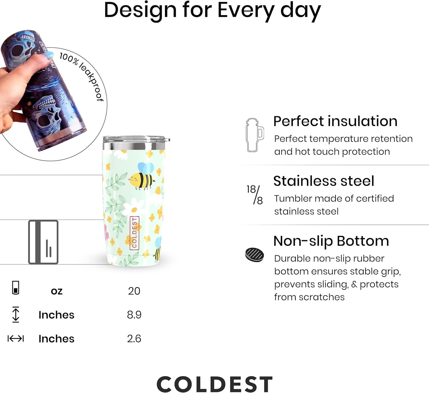 Coffee Tumbler Cups - 100% Spill Proof Tumbler - Stainless Steel Double Insulated - Leakproof Tumblers for Women & Men - Cup Holder Friendly and Easy to Clean (The Persian, 20 oz)
