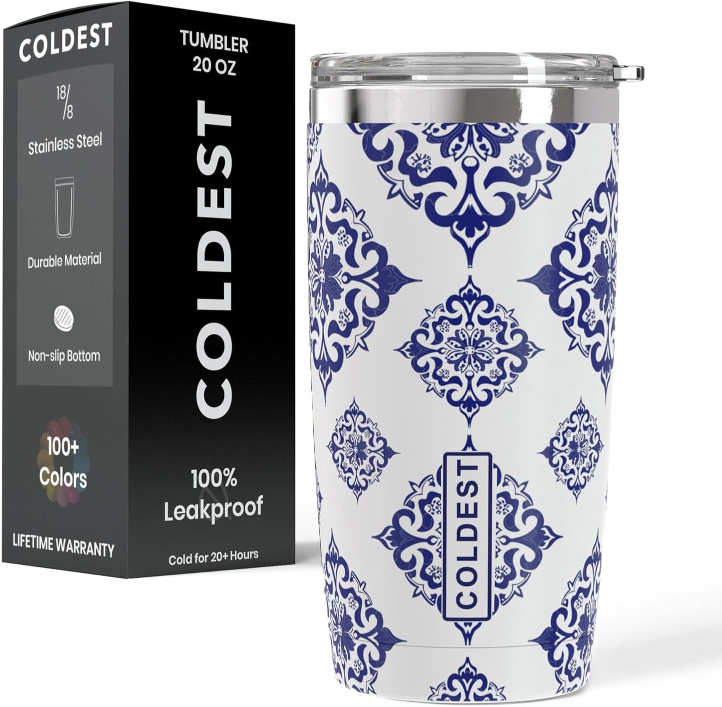 Coffee Tumbler Cups - 100% Spill Proof Tumbler - Stainless Steel Double Insulated - Leakproof Tumblers for Women & Men - Cup Holder Friendly and Easy to Clean (The Persian, 20 oz)