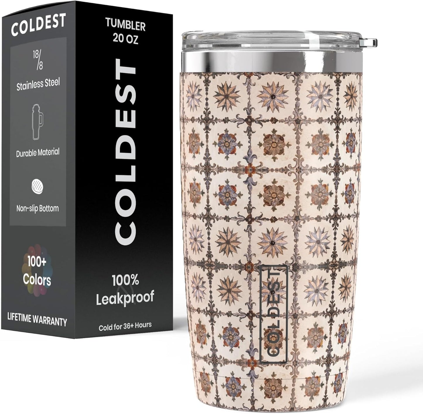 Coffee Tumbler Cups - 100% Spill Proof Tumbler - Stainless Steel Double Insulated - Leakproof Tumblers for Women & Men - Cup Holder Friendly and Easy to Clean (The Persian, 20 oz)