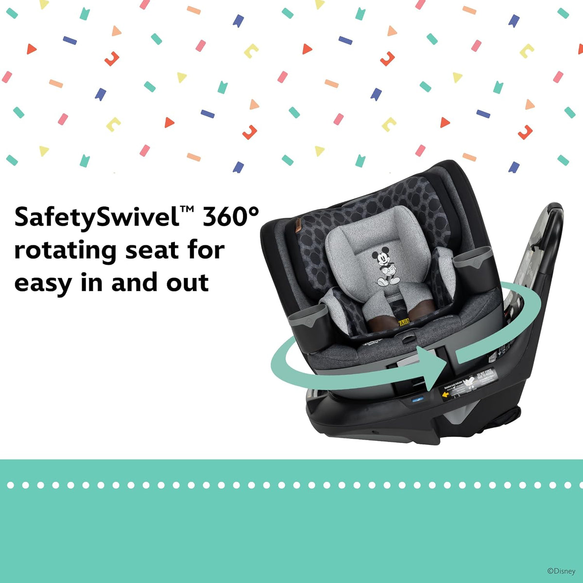 Baby Turn and Go 360 Rotating All-in-One Convertible Car Seat, Vintage Mickey Mouse