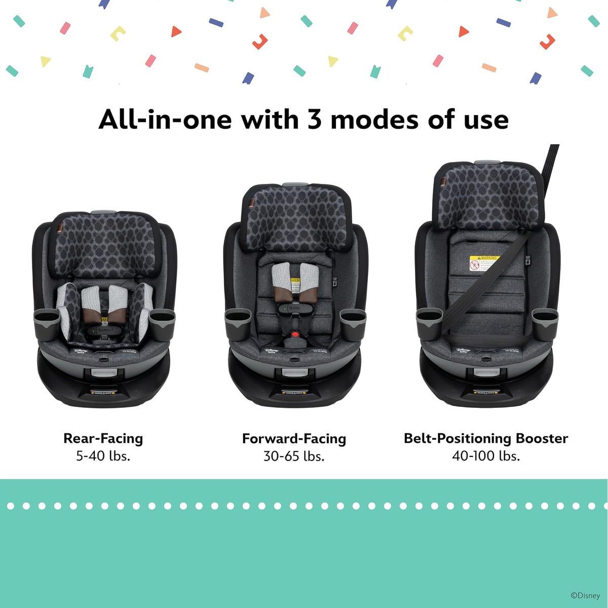 Baby Turn and Go 360 Rotating All-in-One Convertible Car Seat, Vintage Mickey Mouse