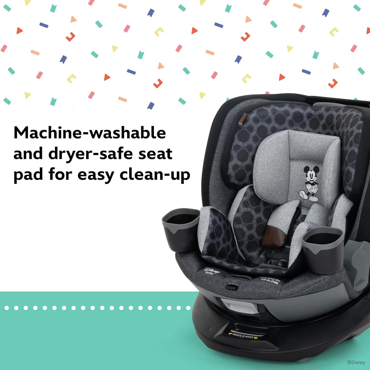 Baby Turn and Go 360 Rotating All-in-One Convertible Car Seat, Vintage Mickey Mouse
